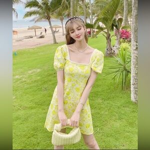 BNWT Zara Jacquard knit Dress intense yellow